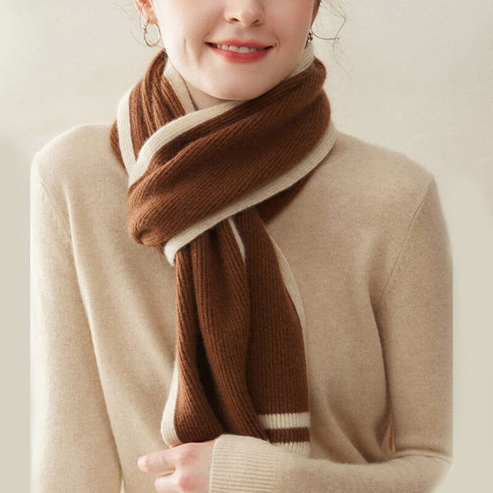 Women's Ribbed Striped Fashion 100% Cashmere Scarf