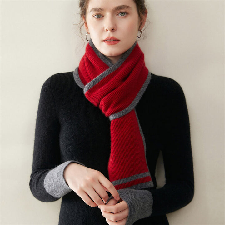 Women's Ribbed Striped Fashion 100% Cashmere Scarf