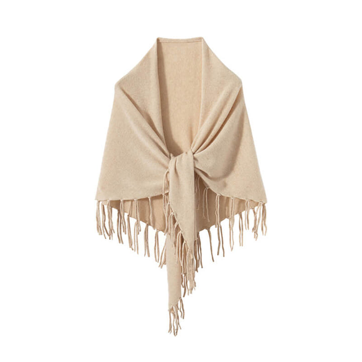 Women's Soft Triangle Cashmere Shawl Wrap with Fringe CP042