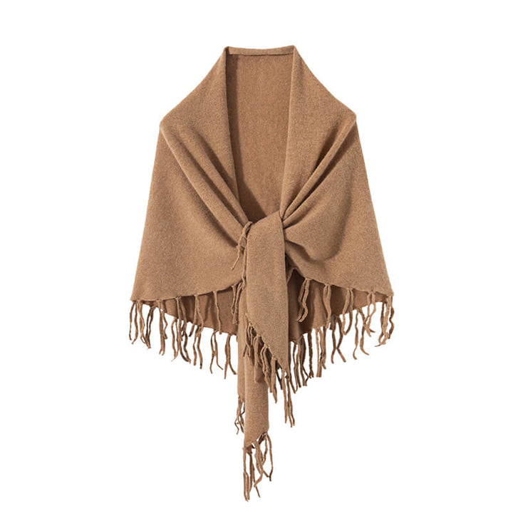 Women's Soft Triangle Cashmere Shawl Wrap with Fringe CP042