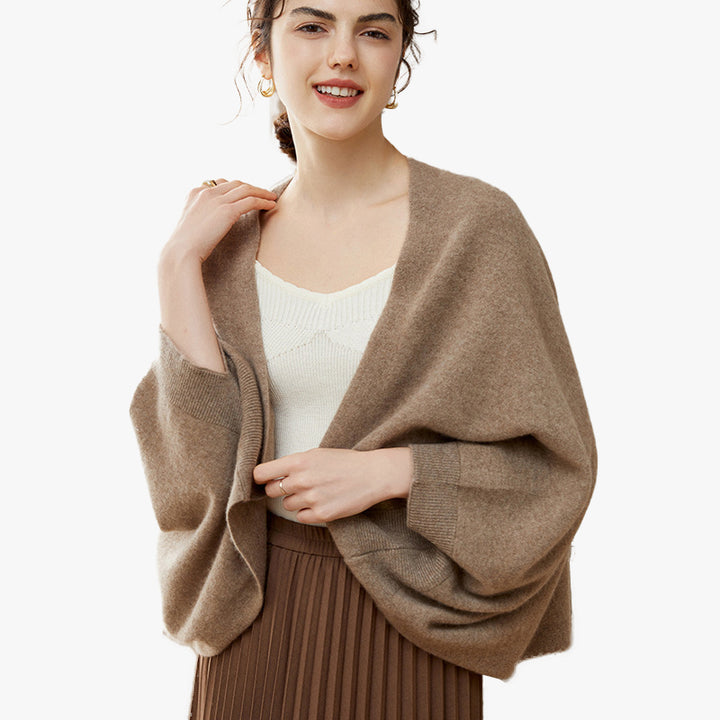 Elegant Cashmere Wrap Shawl with Sleeves