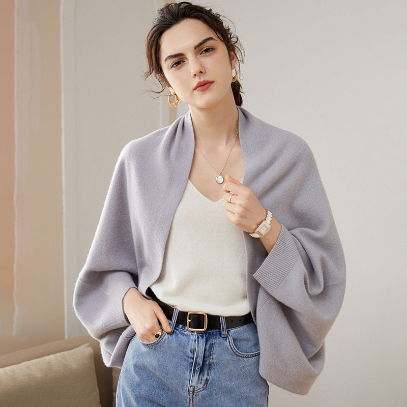 Elegant Cashmere Wrap Shawl with Sleeves