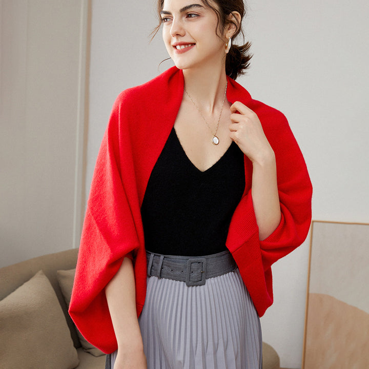 Elegant Cashmere Wrap Shawl with Sleeves