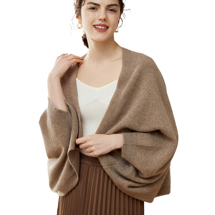 Elegant Cashmere Wrap Shawl with Sleeves