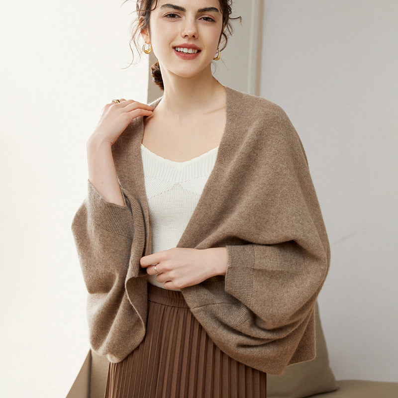 Elegant Cashmere Wrap Shawl with Sleeves