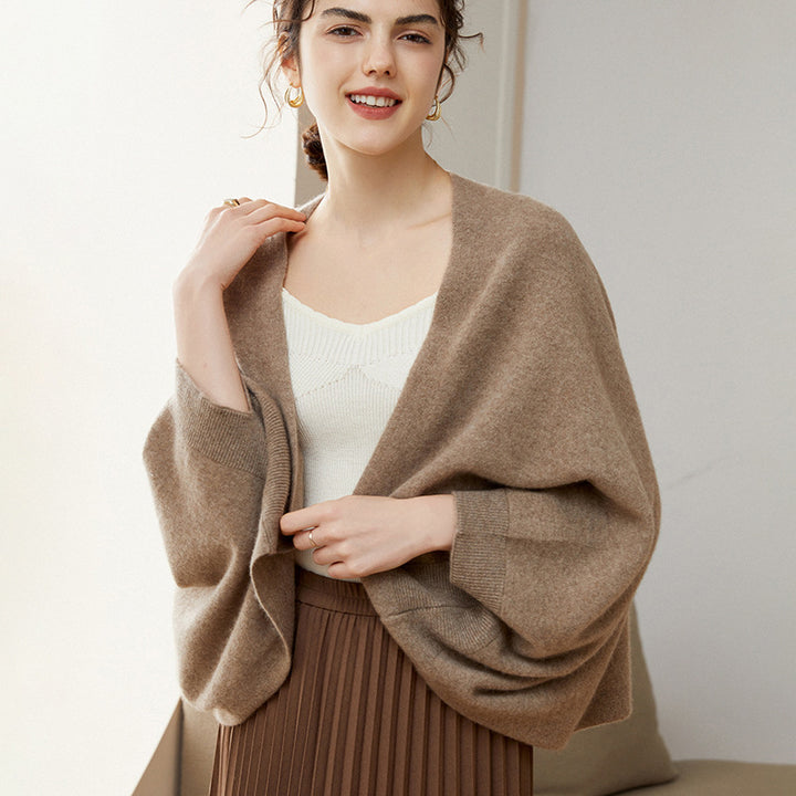 Elegant Cashmere Wrap Shawl with Sleeves