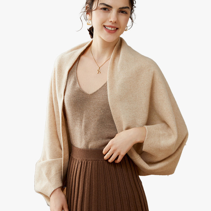 Elegant Cashmere Wrap Shawl with Sleeves