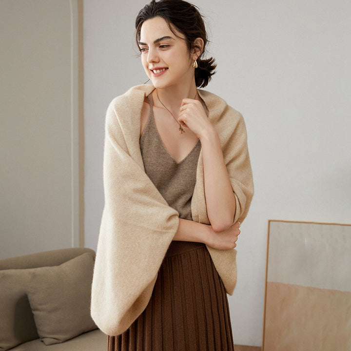 Elegant Cashmere Wrap Shawl with Sleeves