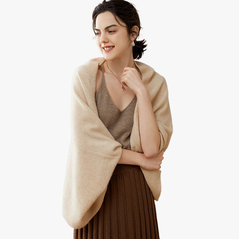 Elegant Cashmere Wrap Shawl with Sleeves