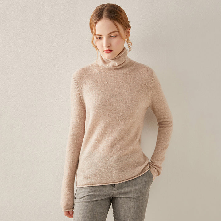 Womens Funnel Neck Pullover Cashmere Sweater CS011