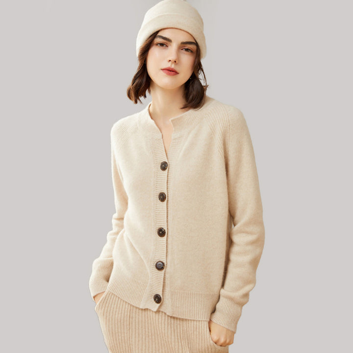 Womens Raglan Sleeve V-Neck Button Front Cashmere Cardigan CP022