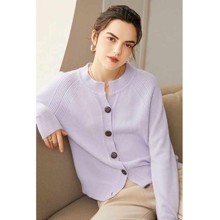 Womens Raglan Sleeve V-Neck Button Front Cashmere Cardigan CP022