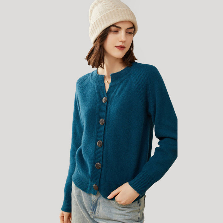 Womens Raglan Sleeve V-Neck Button Front Cashmere Cardigan CP022