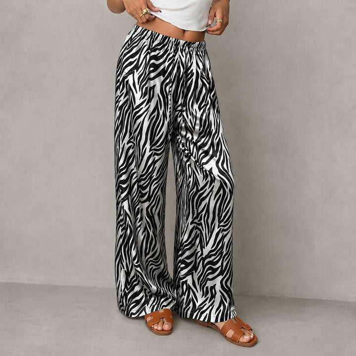 Washable Mulberry Silk Leopard Printed Lounge Pants For Women