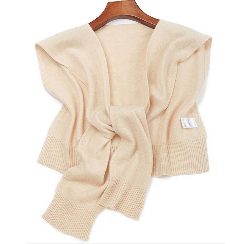Soft Simple Style Women Elegant 100% Cashmere Shawl with Sleeves