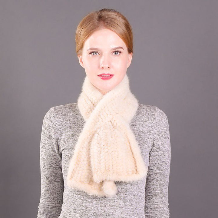 Elegant Real Mink Fur Knitted Scarf Luxury Winter Scarf for Cold Weather