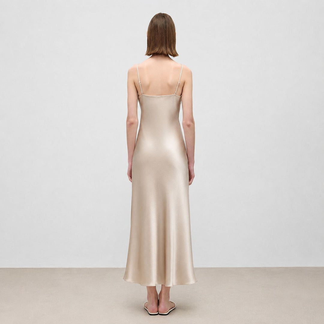 Mulberry Silk V-Neck Long Slip Dress