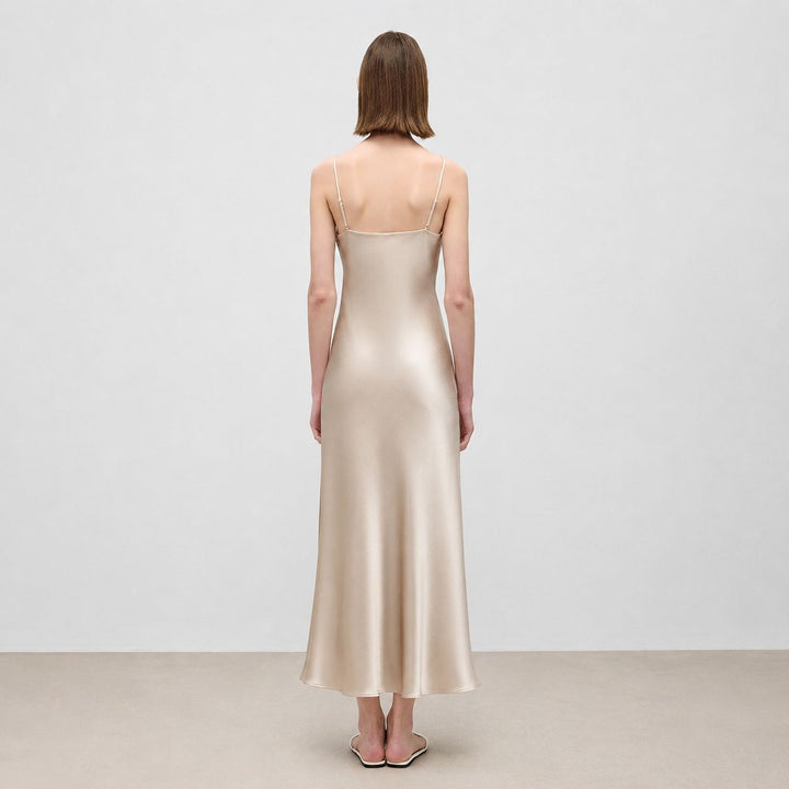 Mulberry Silk V-Neck Long Slip Dress