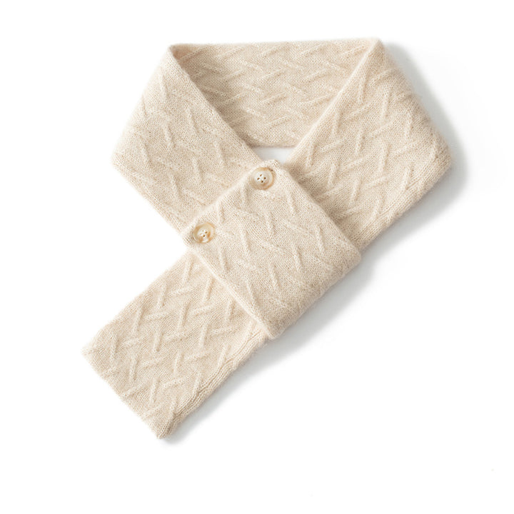 Cozy Pure Cashmere Chunky Knit Buttoned Scarf