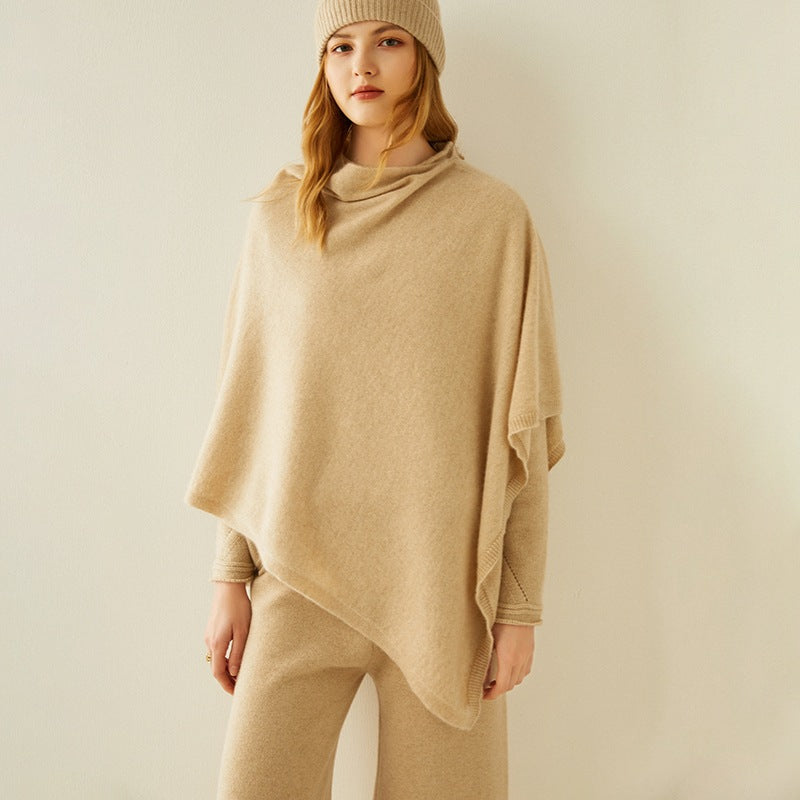 Luxurious Asymmetrical Cashmere Poncho Soft Cozy Layering Wrap