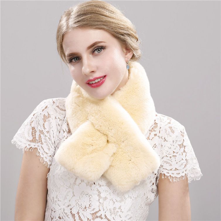 Soft Real Rabbit Fur Scarf for Women Warm Winter Collar Wrap