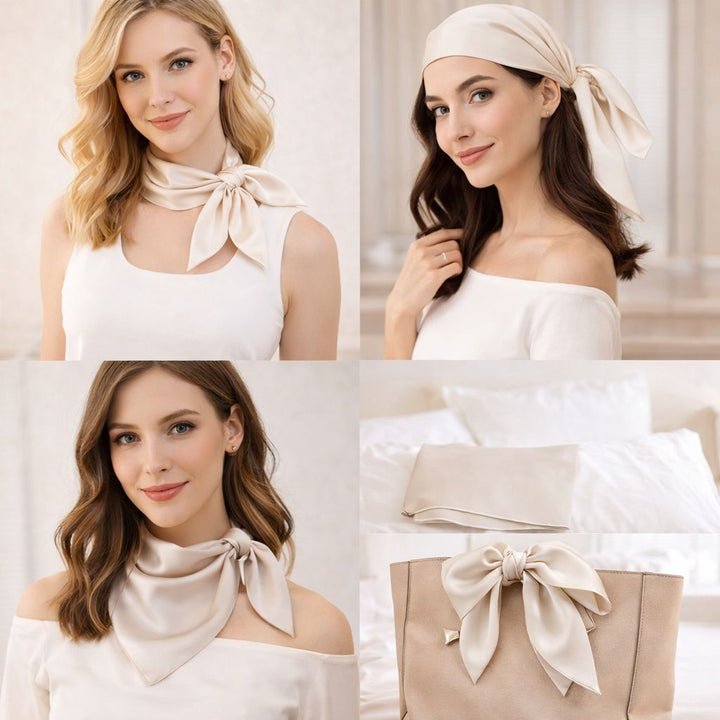 12"-35" Classic Solid Color 100% Mulberry Silk Square Scarves