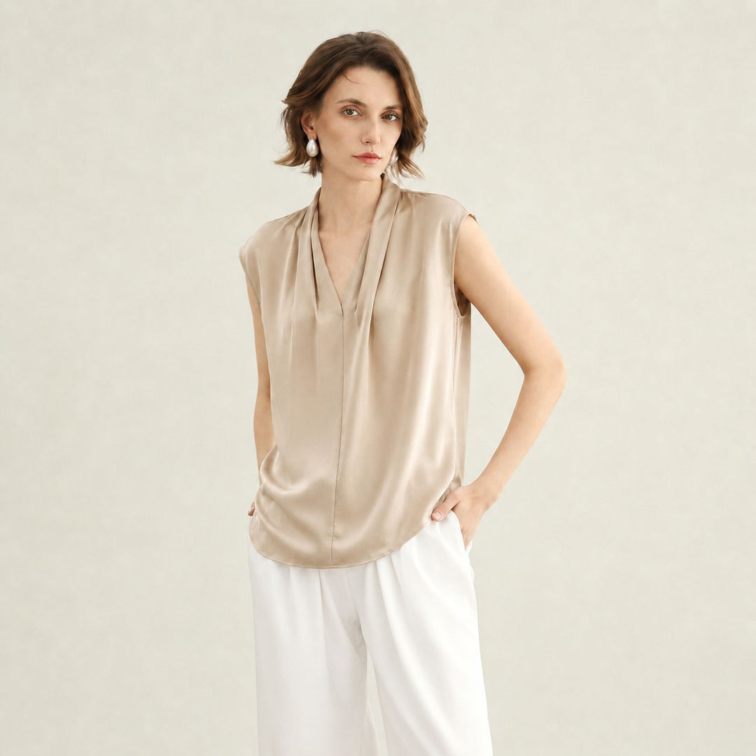 Women's Mulberry Silk Sleeveless V-Neck Blouse