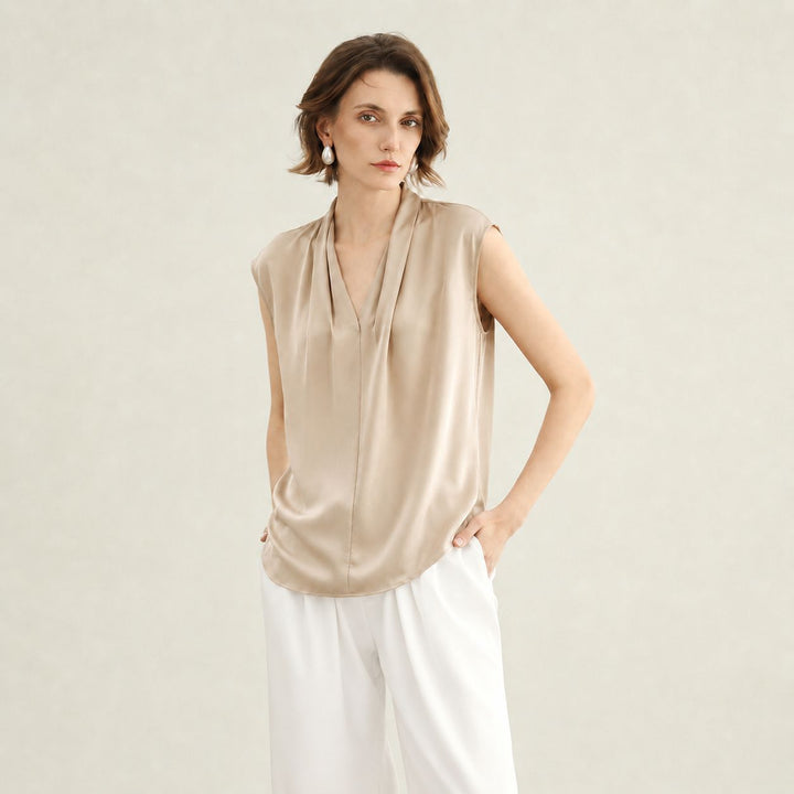 Women's Mulberry Silk Sleeveless V-Neck Blouse