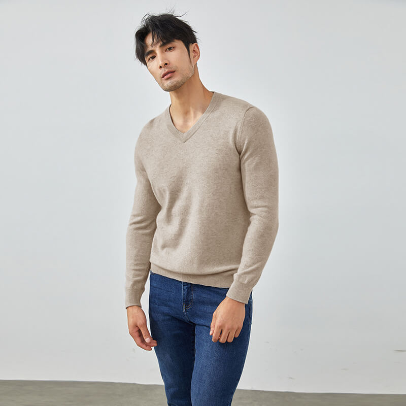 Men's Classic 100% Cashmere V-Neck Sweater