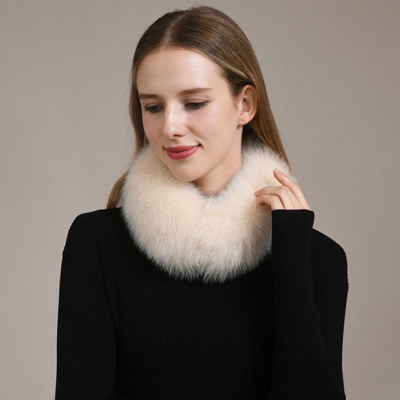 Women’s Real Fox Fur Collar Scarf Genuine Plush Winter Neck Warmer Wrap