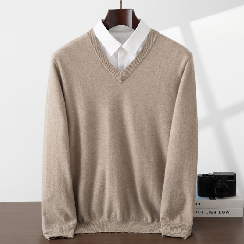 Men's Classic 100% Cashmere V-Neck Sweater
