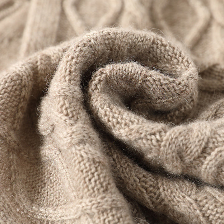 Unisex Cable Knit Long 100% Pure Cashmere Scarf