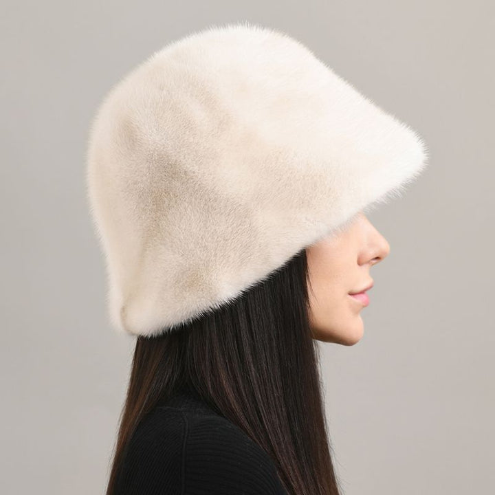 Luxury Real Mink Fur Bucket Hat Soft Warm Elegant Winter Hat for Women