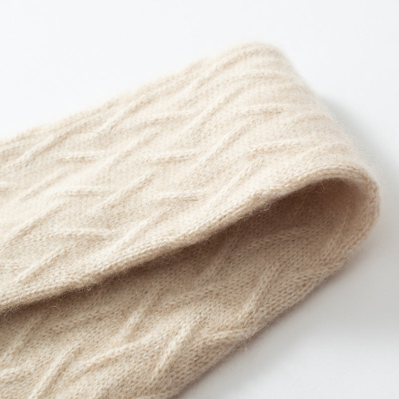 Cozy Pure Cashmere Chunky Knit Buttoned Scarf