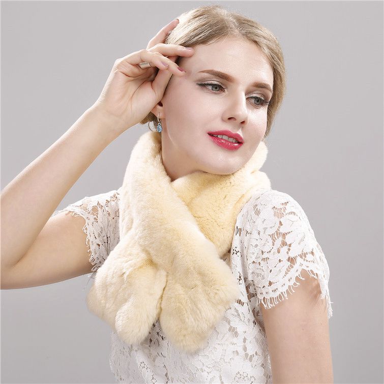 Soft Real Rabbit Fur Scarf for Women Warm Winter Collar Wrap