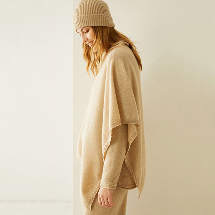 Luxurious Asymmetrical Cashmere Poncho Soft Cozy Layering Wrap