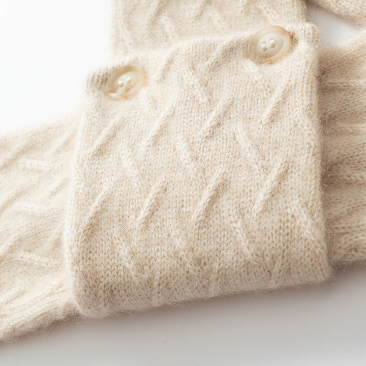 Cozy Pure Cashmere Chunky Knit Buttoned Scarf