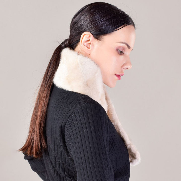 Women's Double-Sided Real Mink Fur Scarf Luxury Winter Lightweight & Elegant Collar Wrap with Slot Loop
