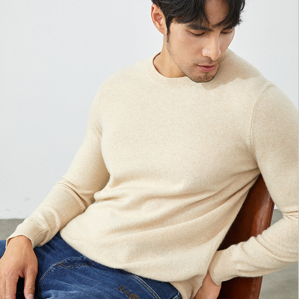 Men's Classic Crew Neck 100% Cashmere Pullover Sweater