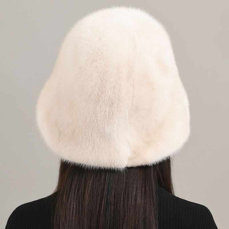 Luxury Real Mink Fur Bucket Hat Soft Warm Elegant Winter Hat for Women