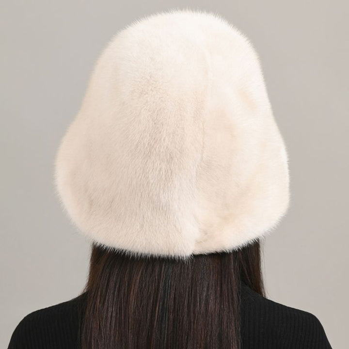 Luxury Real Mink Fur Bucket Hat Soft Warm Elegant Winter Hat for Women