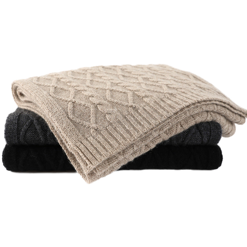 Unisex Cable Knit Long 100% Pure Cashmere Scarf