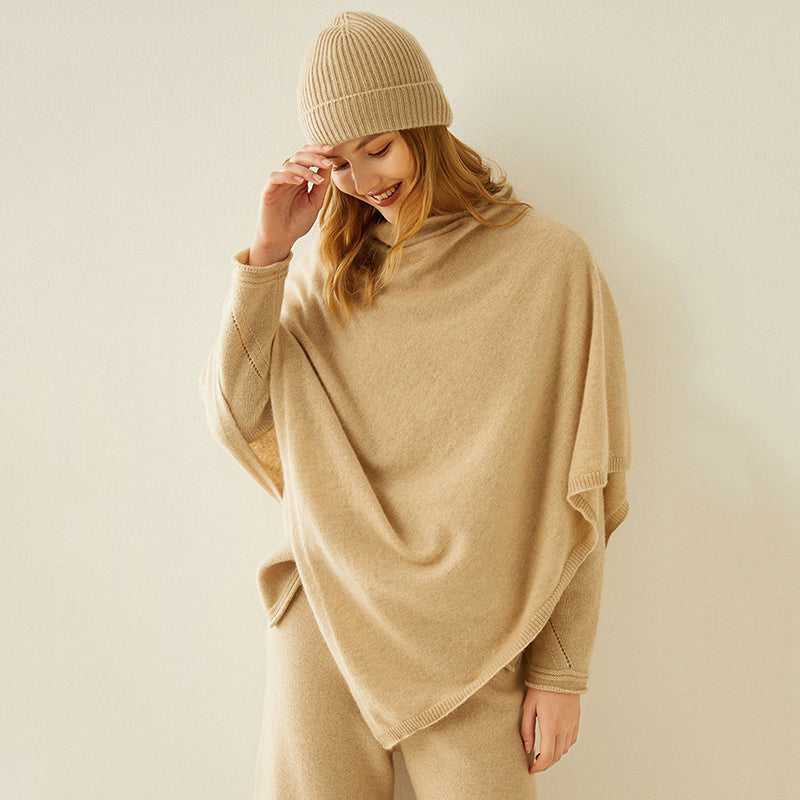 Luxurious Asymmetrical Cashmere Poncho Soft Cozy Layering Wrap