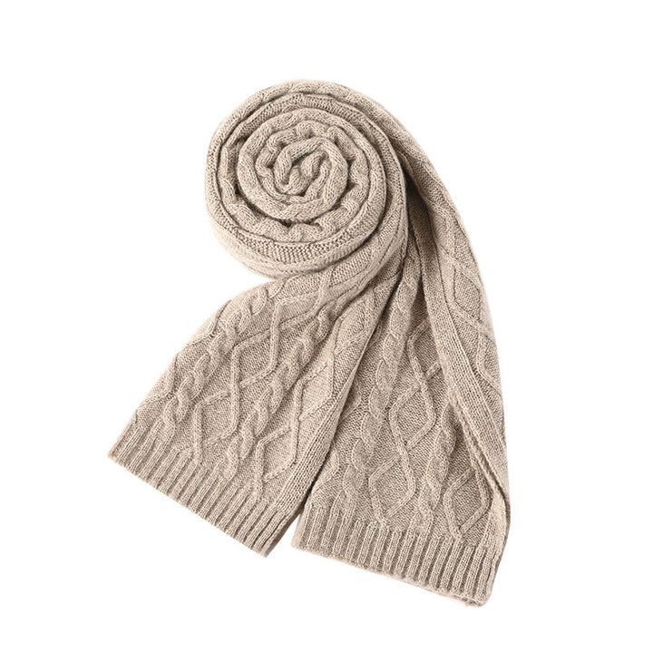 Unisex Cable Knit Long 100% Pure Cashmere Scarf