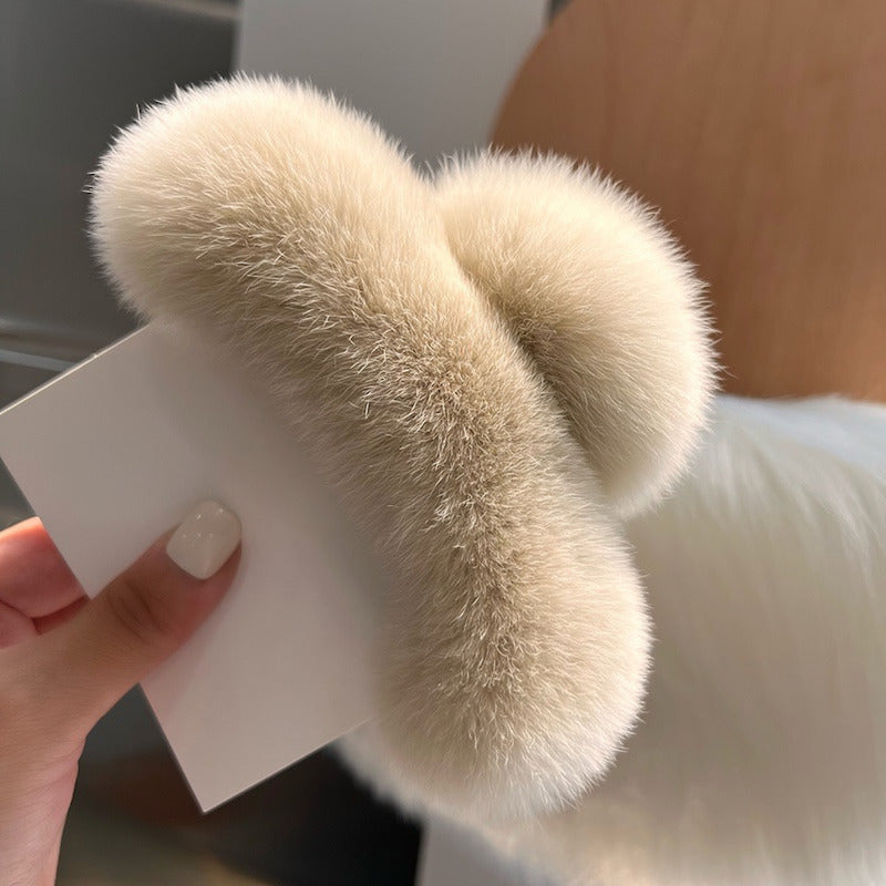 Large Fluffy Rabbit Fur Claw Clip
