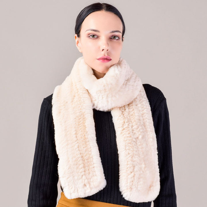 Real Rabbit Fur Scarf Women Winter Soft Warm Fashion Long Scarves
