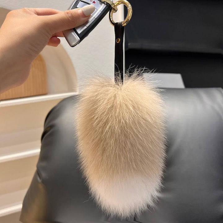 Cute Small Tail Real Fox Fur Keychain Luxury Fluffy Fur Bag Charm