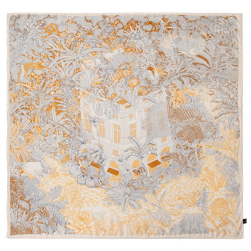 41" x 41" Classic Bloom Floral Paisley Butterfly Vintage Printed 100% Mulberry Silk Charmeuse Square Scarf