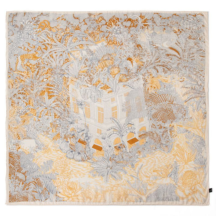 41" x 41" Classic Bloom Floral Paisley Butterfly Vintage Printed 100% Mulberry Silk Charmeuse Square Scarf