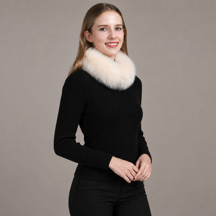 Women’s Real Fox Fur Collar Scarf Genuine Plush Winter Neck Warmer Wrap